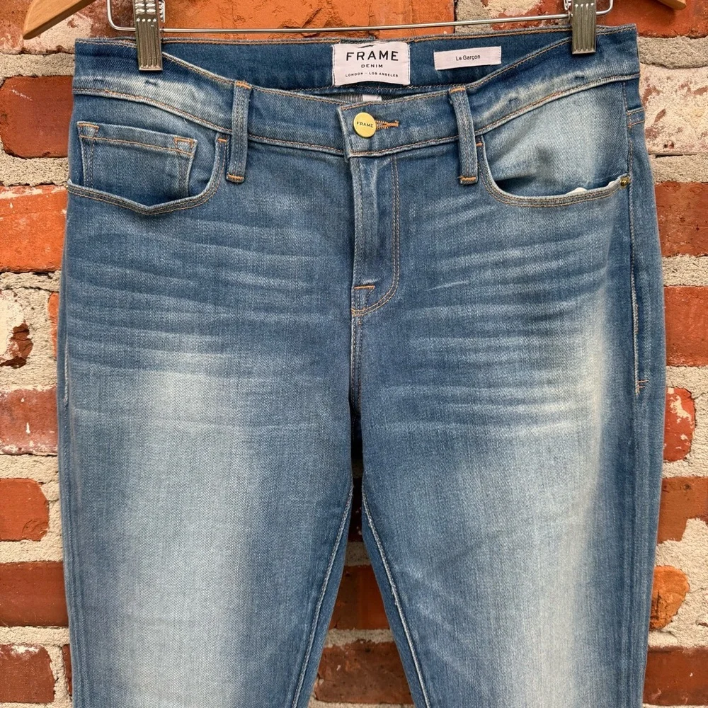 Frame Le Garçon Boyfriend‎ Jeans Silva Wash Sz 26 Mid Rise